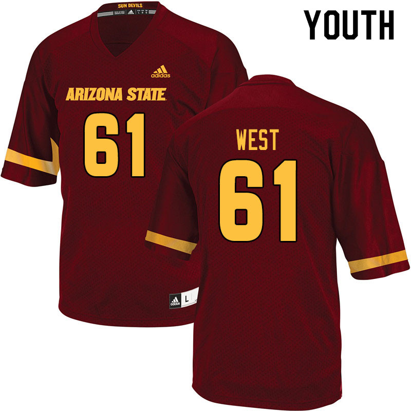 Youth #61 Dohnovan West Arizona State Sun Devils College Football Jerseys Sale-Maroon - Click Image to Close